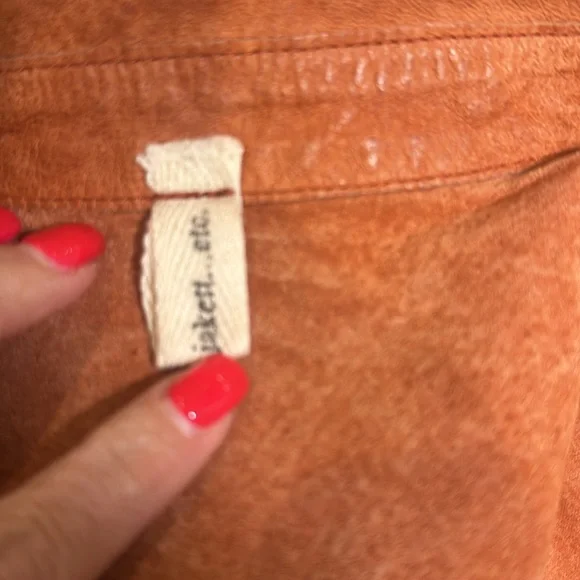 100% Genuine Leather Snap-Button Shirt Jacket (Size Medium, Rust Orange Vintage) - Picture 9 of 16